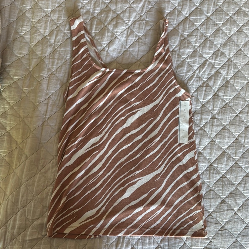 Brown and White Zebra Print Women's Tank Top